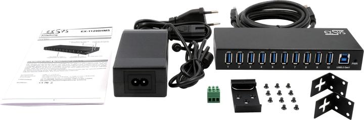 Produktbild Exsys Industrial USB 3.2 Gen 1 Hub 10-Port (USB-B, 10 Ports)