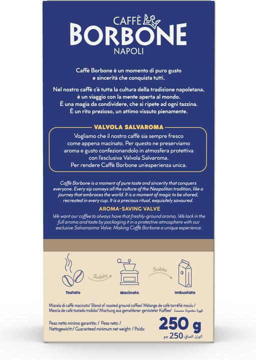 Valori nutrizionali e ingredienti Caffè Borbone Nobile (Tostatura media, 250 g)