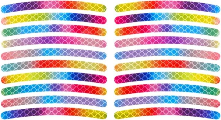 Cbx 20 Stück Regenbogen Fahrrad Reflektoren, Reflektierende Streifen für Fahrräder