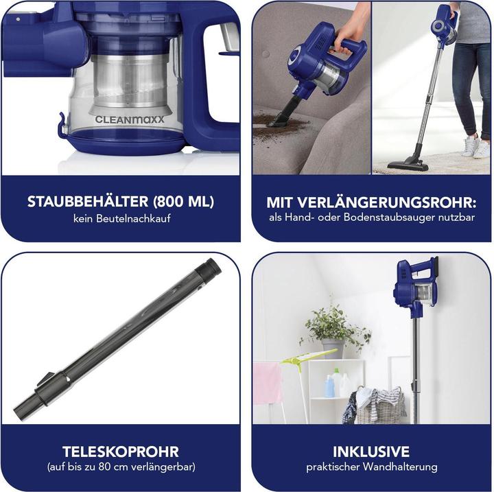 Produktbild CleanMaxx Akku Hand und Stielsauger