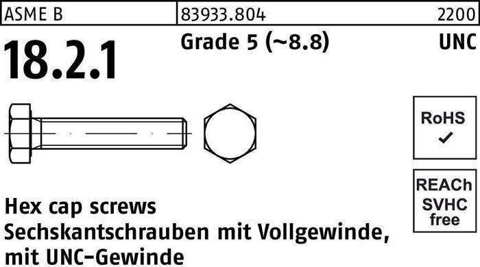 Produktbild Sechskantschraube R 83933 m.UNC-Gewinde VG 3/8 x 1 1/4 Grade 5 (8.8) (100 Schrauben pro Stück)