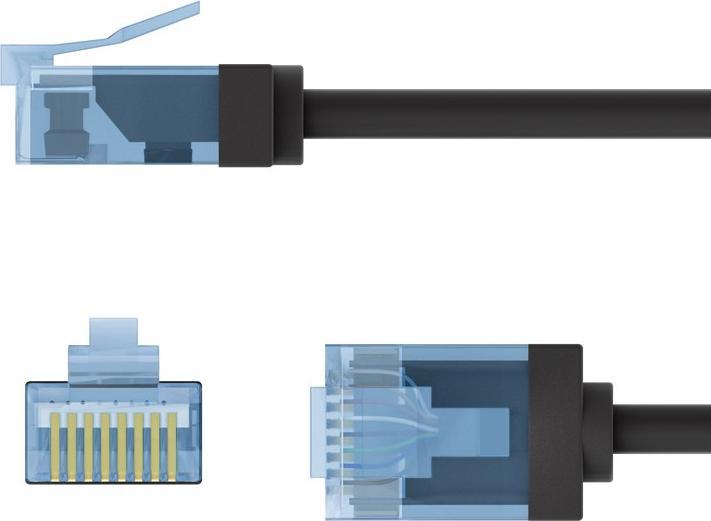 Produktbild Goobay Ultraflexibles CAT 6A Patchkabel, slim, U/UTP, schwarz (U/UTP, CAT6a, 0.50 m)