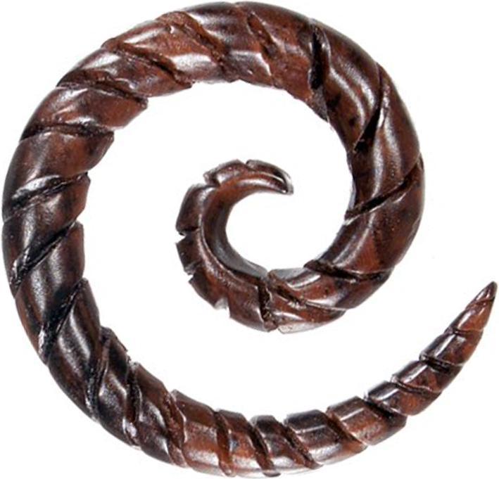 Produktbild Star Piercing Dehnspirale geschnitzt umrandet aus Narra Holz (Organisch, ohne Messing)
