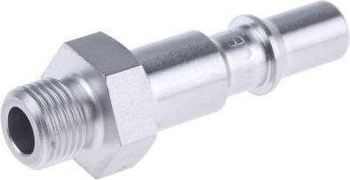 Stäubli Stainless Steel Male Safety Quick Connect Coupling, G 1/8 Male Threaded