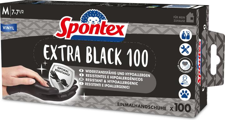 Image du produit Spontex Gants jetables Extra Black 100 en vinyle taille M