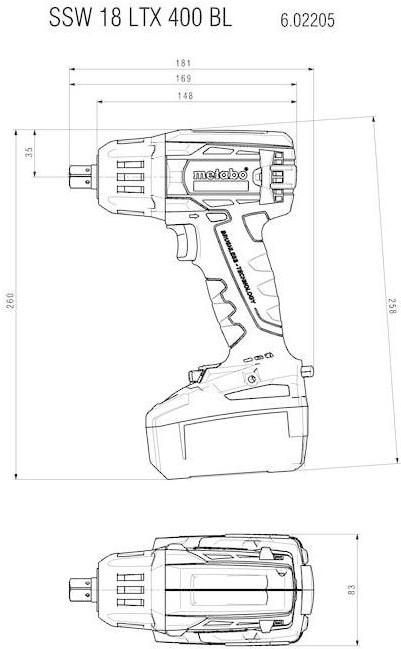 Actual product image Metabo Cordless impact wrench (Rechargeable battery operated)