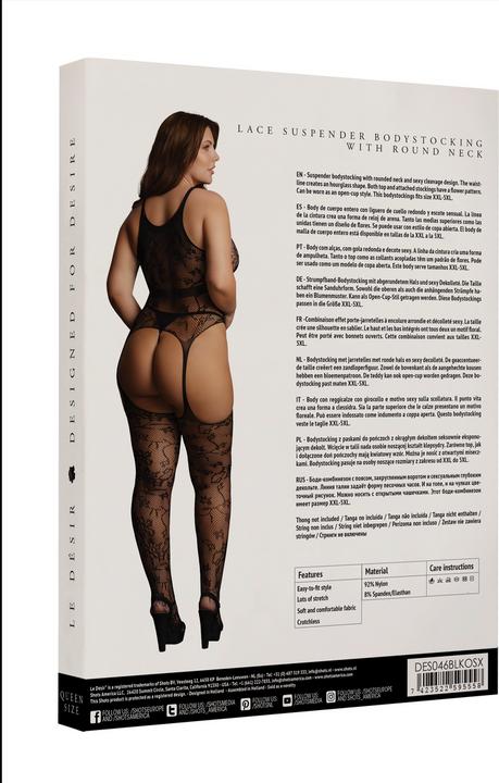 Productafbeelding Le Désir Kanten jarretel bodystocking met ronde hals (Eén maat voor iedereen)
