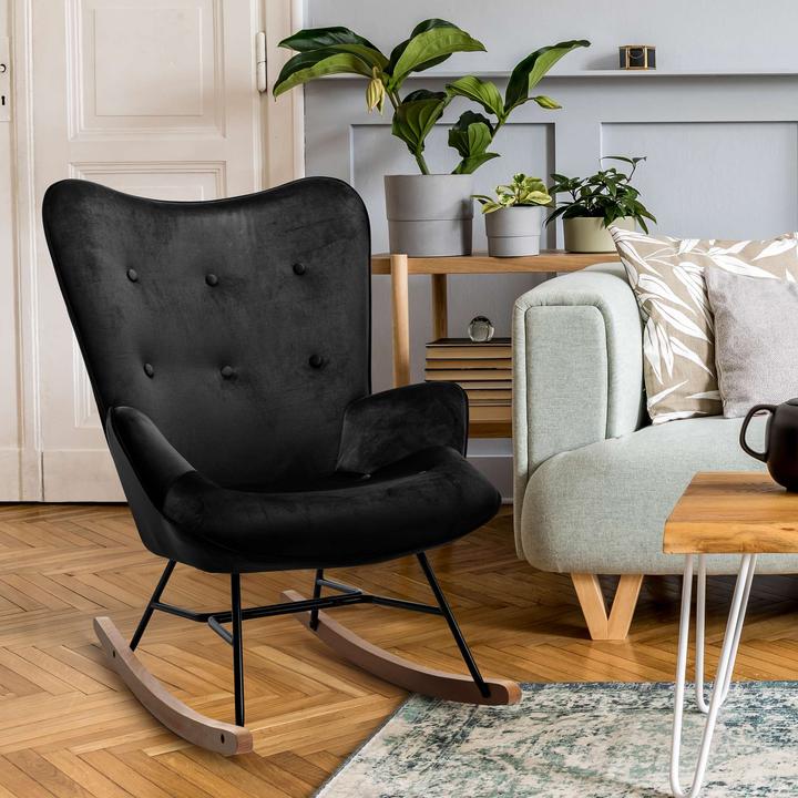 Actual product image CLP Sanka Velvet Rocking Chair, black