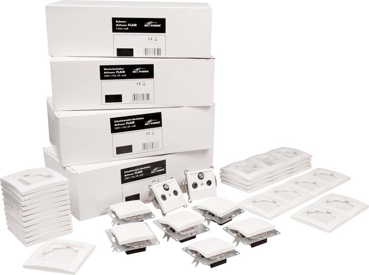 Produktbild MCP MCPOWER Schalter und Steckdosen Set Flair "Einfamilienhaus", 95-teilig, weiss