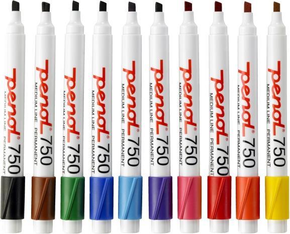 Penol 750 Permanent Marker Chisel, Purple (e) (Multicoloured, 5 mm, 10 x)