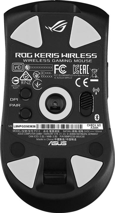 Actual product image ASUS Gaming mouse ROG KERIS RGB - black (Wireless, Cable)