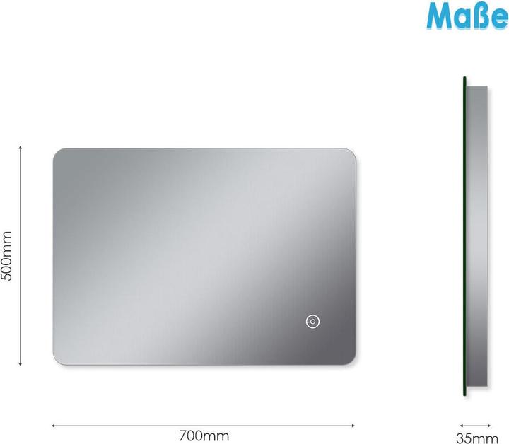 Actual product image SONNI LED bathroom mirror, light mirror, wall mirror with touch switch, bathroom mirror with light (50 x 70 cm)