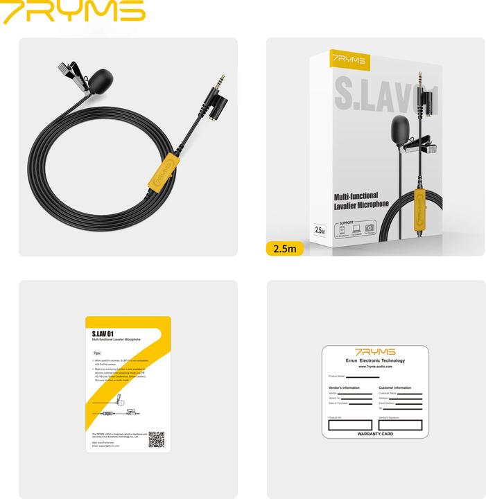 Actual product image 7Ryms Multi-functional Lavalier Microphone (4.5m)