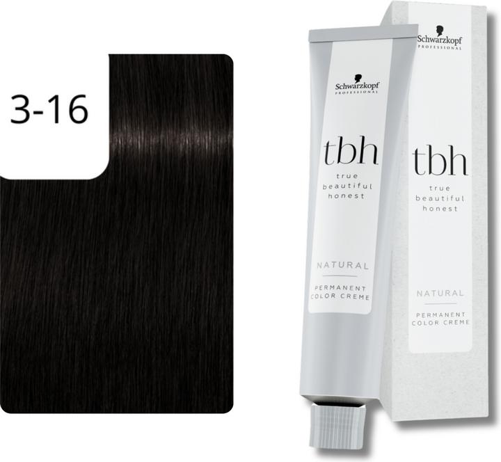 Actual product image Schwarzkopf true beautiful honest - 3-16C Dark Brown Cendré Chocolate (Brown)