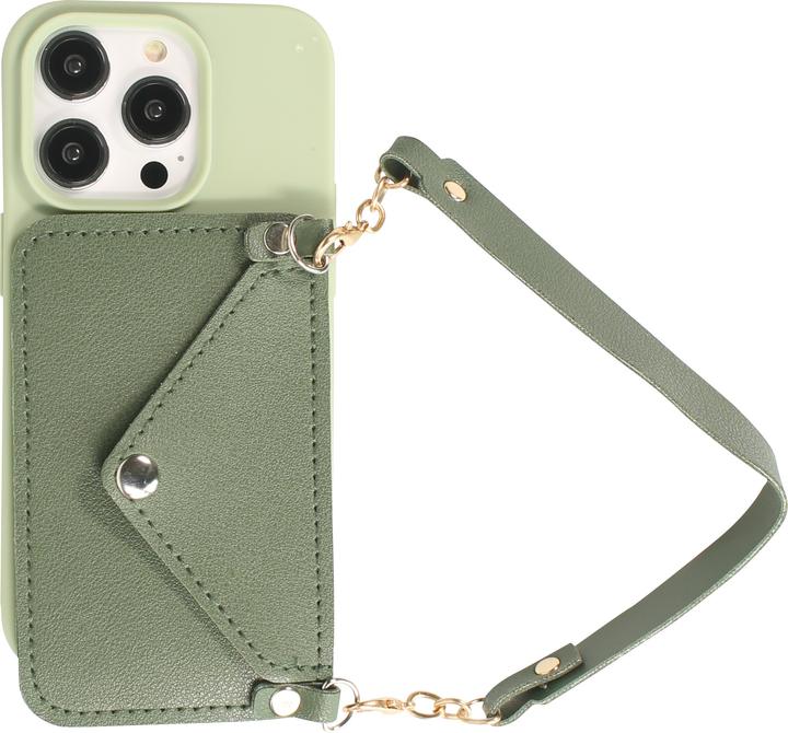 Immagine prodotto PhoneLook Cover in silicone morbido al tatto con tasca in pelle per carte o soldi e cordino integrato (Apple iPhone 14 Pro Max)