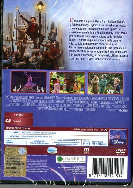 Actual product image Il ritorno di Mary Poppins (DVD, 2018, German, English, Italian)