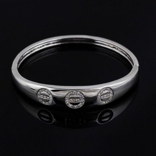 Immagine prodotto Hermex LUSSO Bracciale Bangle Placcato Platino Charms Zirconia - Platino (Lega di rame-nichel)