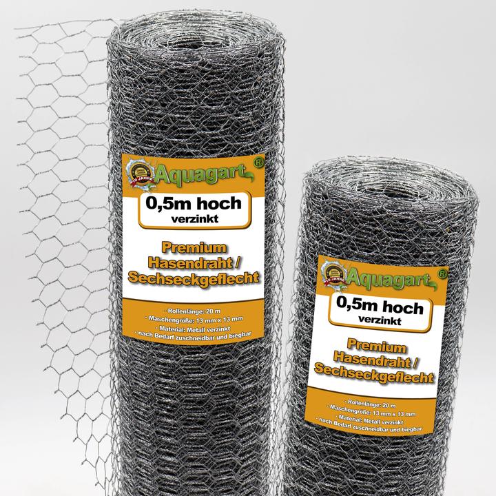 Image du produit Aquagart 140m Sechseckgeflecht Hühnerzaun Kaninchendraht Hasengitter Hasendraht 50cm