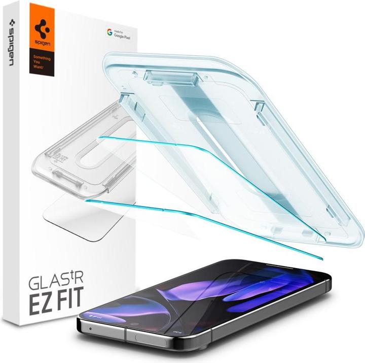 Spigen EZ Fit Gehärtetes Glas Clear Displayschutzfolie Google Pixel 9/9 Pro 2-Pack (2 Stück, Google Pixel 9 Pro, Google Pixel 9)