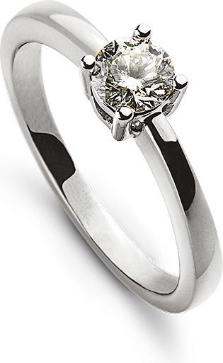 Produktbild Muau Solitaire ring 4-handle setting white gold 750, brilliant 0.33ct. (54, 950 Platin)