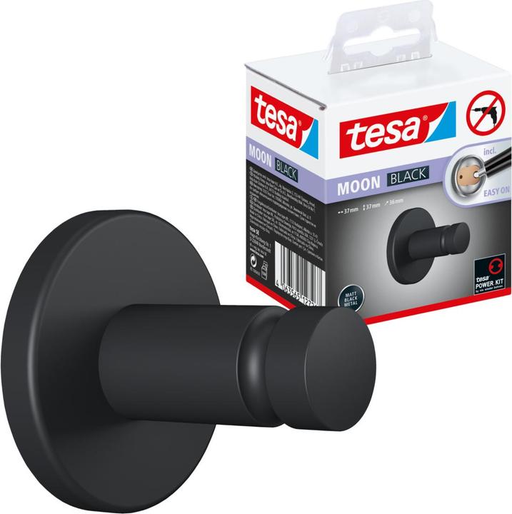Immagine prodotto tesa MOON BLACK Gancio per asciugamani con soluzione adesiva senza forare