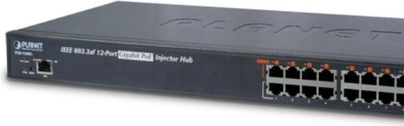 Actual product image Planet POE-1200G Power Over Ethernet Injector Hub (802.3at (PoE+), 802.3af (PoE), 220 W)