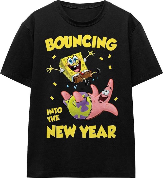 Actual product image Spongebob Squarepants Unisex Adult Bouncing Into The New Year T-Shirt (XXL)