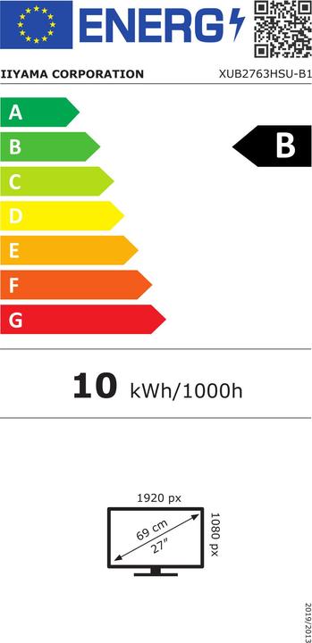 Energie-Label iiyama TFT XUB2763HSU (1920 x 1080 Pixel, 27")