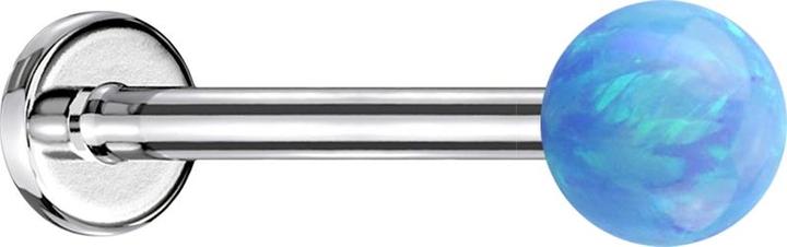 Actual product image Star Piercing Micro Labret silver with ball Opal light blue (without brass, Surgical steel 316L)