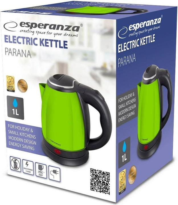 Produktbild Esperanza EKK128G Elektrischer Wasserkocher Parana 1 L Grün 1350 W (1 l, EU-Stecker)
