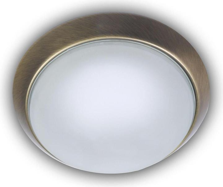 Produktbild Niermann Stand By Niermann E27 Deckenleuchte satiniert Glas Klarrand, Altmessing, 30cm, Made in Germany