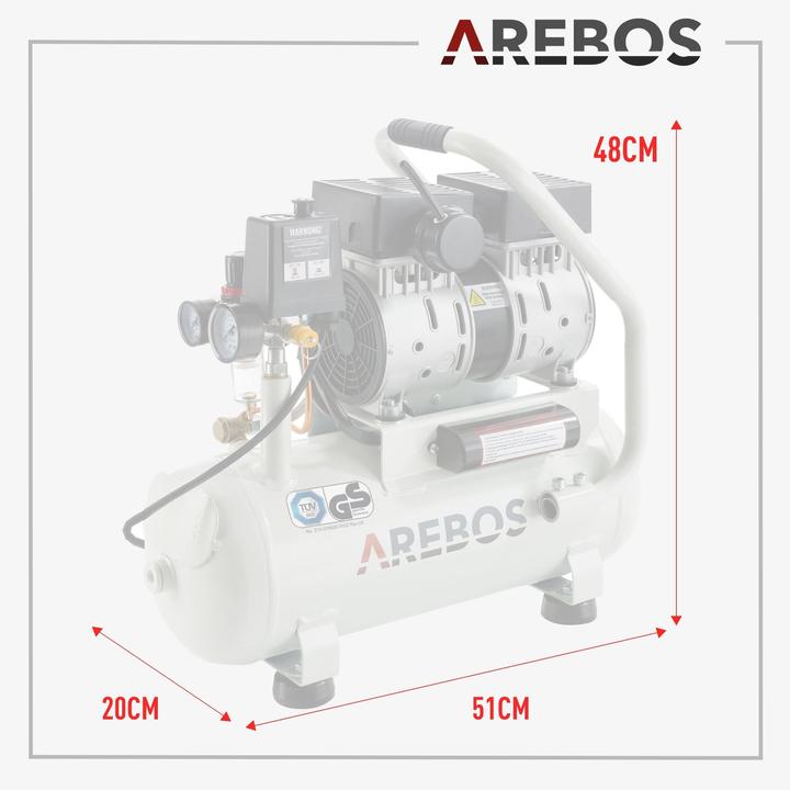 Produktbild Arebos Flüsterkompressor (8 Bar, 12 l)