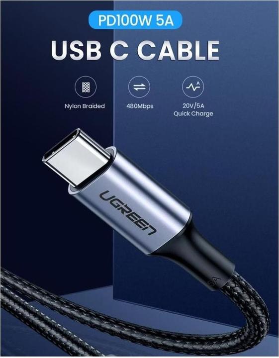 Produktbild Ugreen US316 USB C - USB-C-Ladung 100 W, 2 m (2 m, USB 2.0, 100 W)