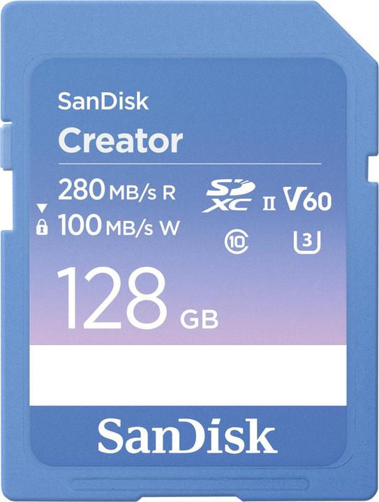Image du produit SanDisk Creator UHS-II V60 (128 Go, SDXC, U3, UHS-II)