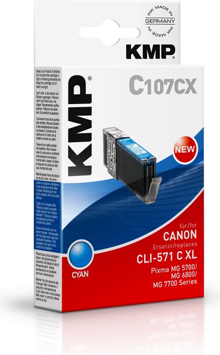 Actual product image KMP C107CX Ink cartridge comp. with Canon CLI-571 XL C (C)