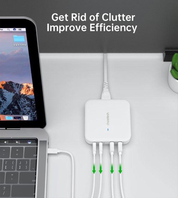 Produktbild Choetech PD8008 100W GaN-Schnellladegerät 2x USB-A / 2x USB-C - Weiss (100 W)