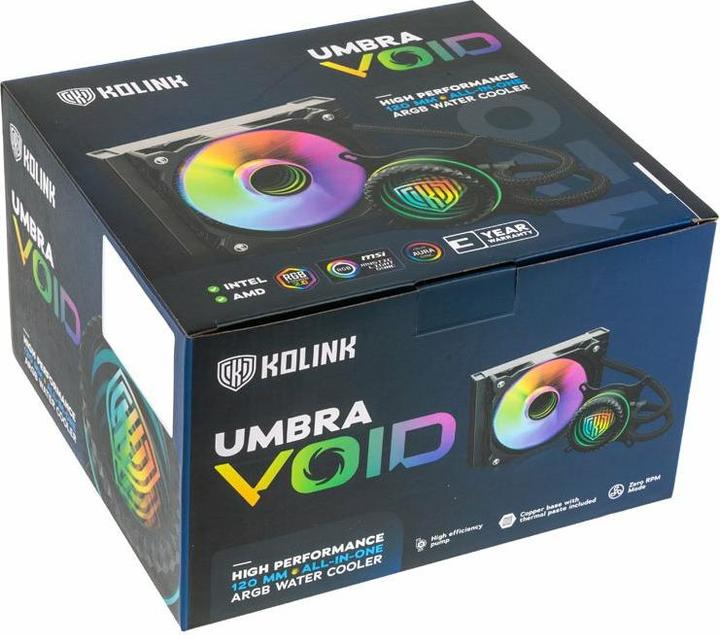 Image du produit Kolink Umbra Void 120 AIO Performance ARGB refroidissement à eau complet pour CPU