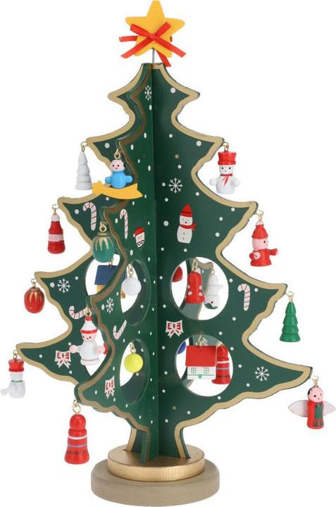 Immagine prodotto Albero di Natale in legno con decorazioni da appendere, 26 pezzi.