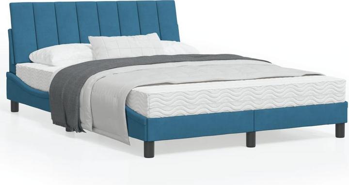 Image du produit VidaXL Lit Cadre de lit simple avec matelas Bleu 100x200cm Velours (100 x 200 cm)