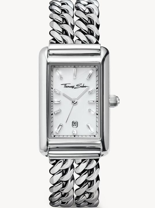 Immagine prodotto Thomas Sabo Damenuhr rechteckig silberfarben (Orologio da polso analogico)