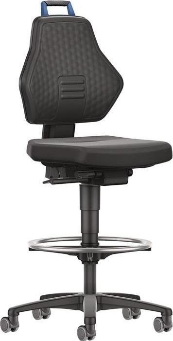 Immagine prodotto Tecwerk Arbeitsdrehstuhl Rollen + Fussring Supertec schwarz Grifffarbe blau 580-860 mm