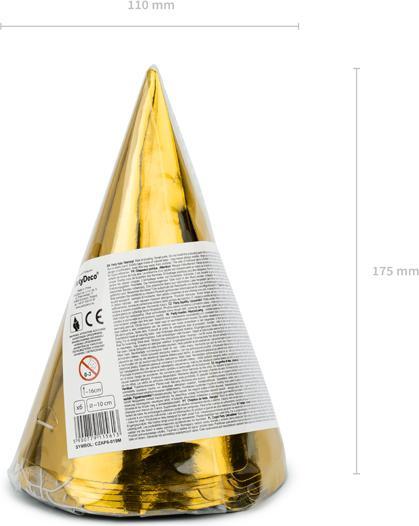 Produktbild Partydeco Party hats, gold, 16cm (1 pkt / 6 pc.)