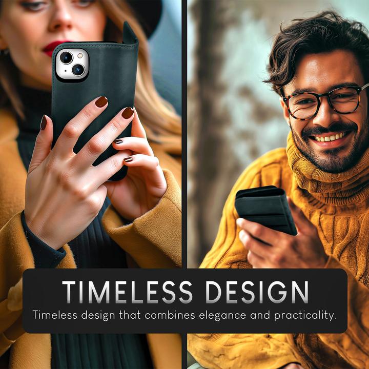 Actual product image Nalia Genuine leather flip case cover with magnetic fastener (Apple iPhone 15)