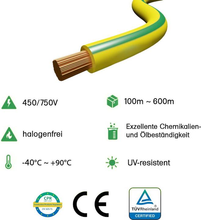 Produktbild Offgridtec H07V-K Erdungskabel Grün / Gelb 16mm² 450/750V XLPO