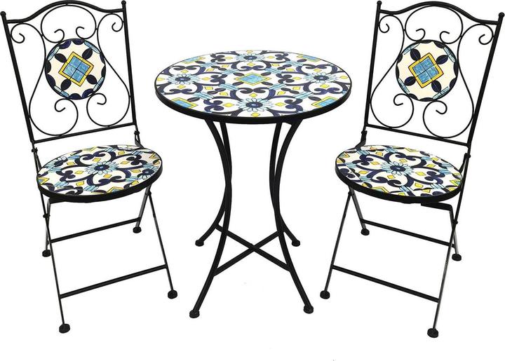 Produktbild Mojawo Mosaik Sitzgarnitur Set 3-teilig Sitzgruppe Gartenmöbel Tisch Stühle