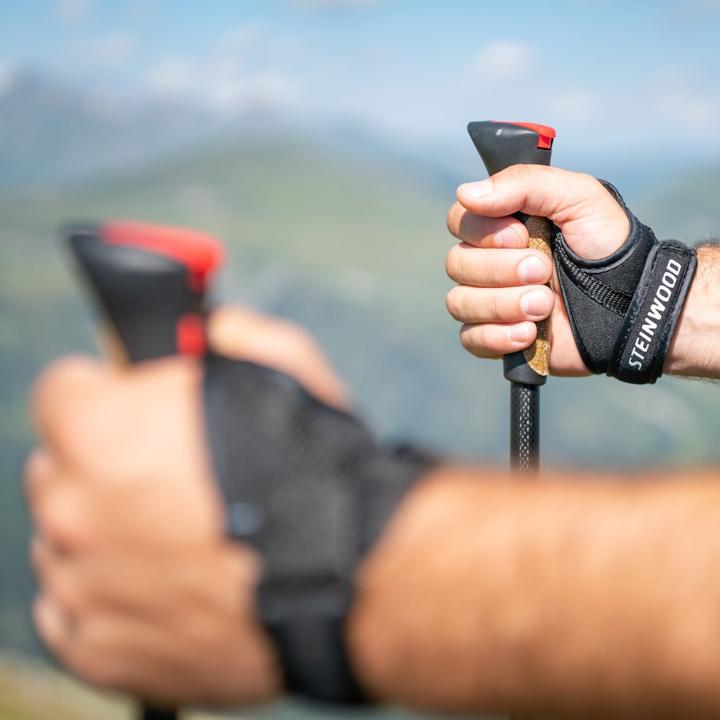 Actual product image Steinwood Carbon Nordic Walking Stöcke verstellbar mit Teleskop und Klemmverschluss mit extra Gummipuffer (135 cm)