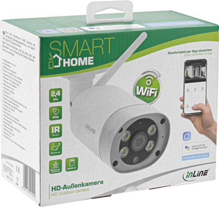 Actual product image InLine SmartHome HD camera outdoor with LED (1920 x 1080 Pixels)