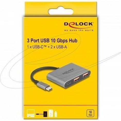 Produktbild Delock 3 Port USB Hub 10 Gbps mit USB Type-C zu 1 x USB Type (USB-C, 3 Ports)