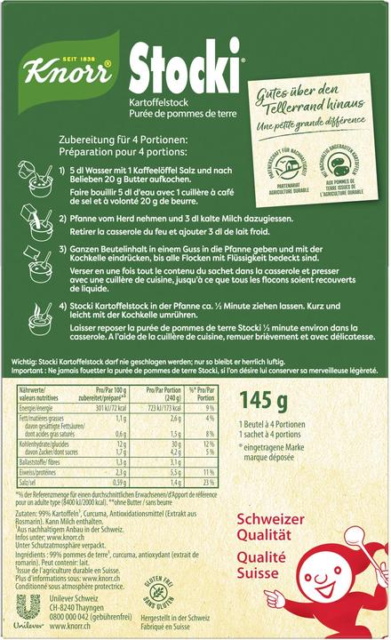 Valeurs nutritives et ingrédients Knorr Stocki (145 g)