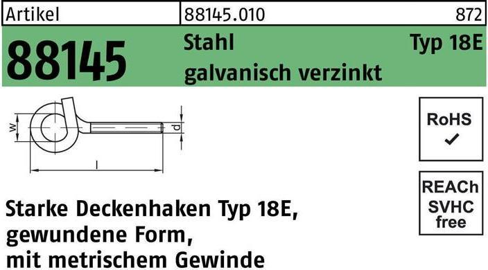 Actual product image Ceiling hook R 88145 Type 18E M10 x 120 x 22 Galvanised steel (0.12 m)